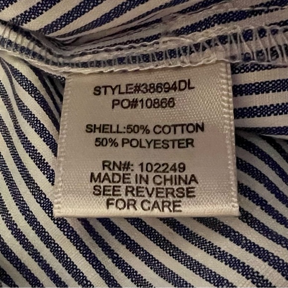 Women's Skies are Blue Bell Sleeves Blouse Shirt Size Large Striped Blue White - Picture 5 of 5
